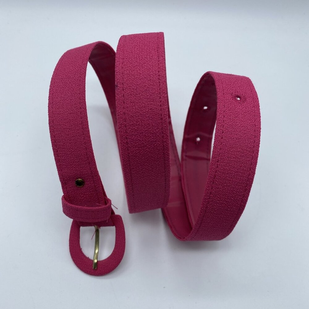 Vintage Astor Pink Polyester Belt Women's Size 14 Style 5190 Faux Leather Back
